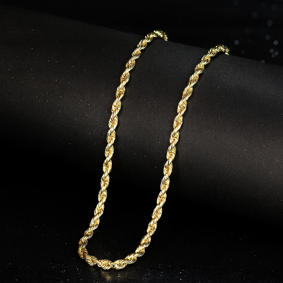Classic 14K Gold Rope Chain Necklace
