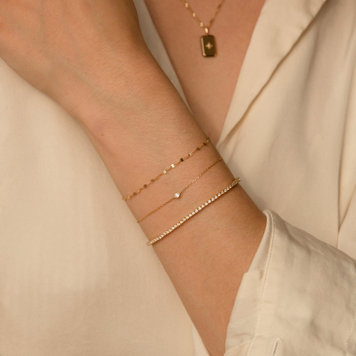 14K Gold Petal Chain Bracelet