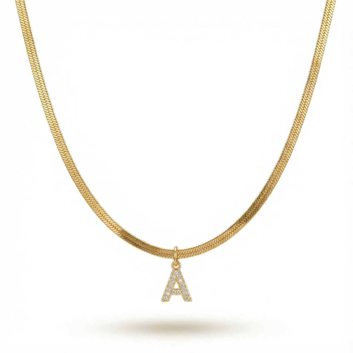 14K Gold Snake Chain Initial Necklace