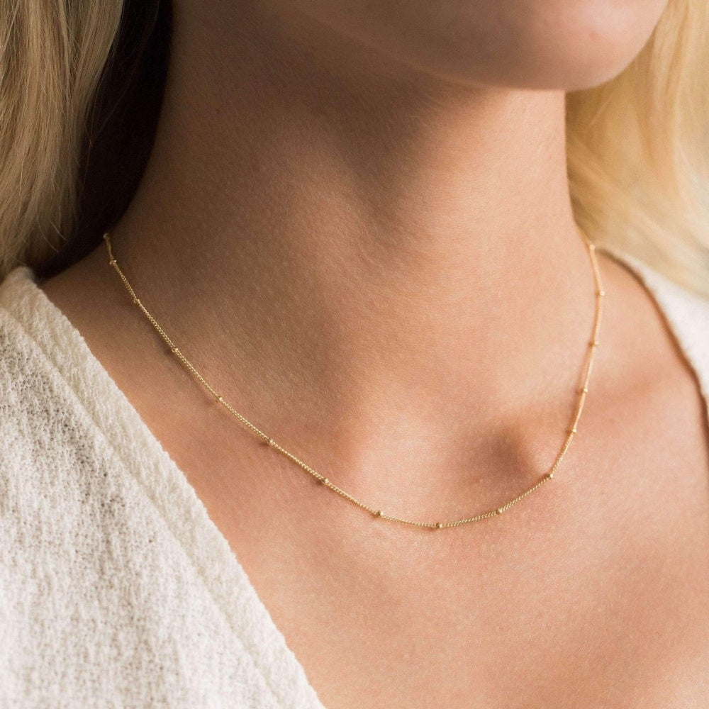 Dainty Satellite Chain Necklace-14K Gold
