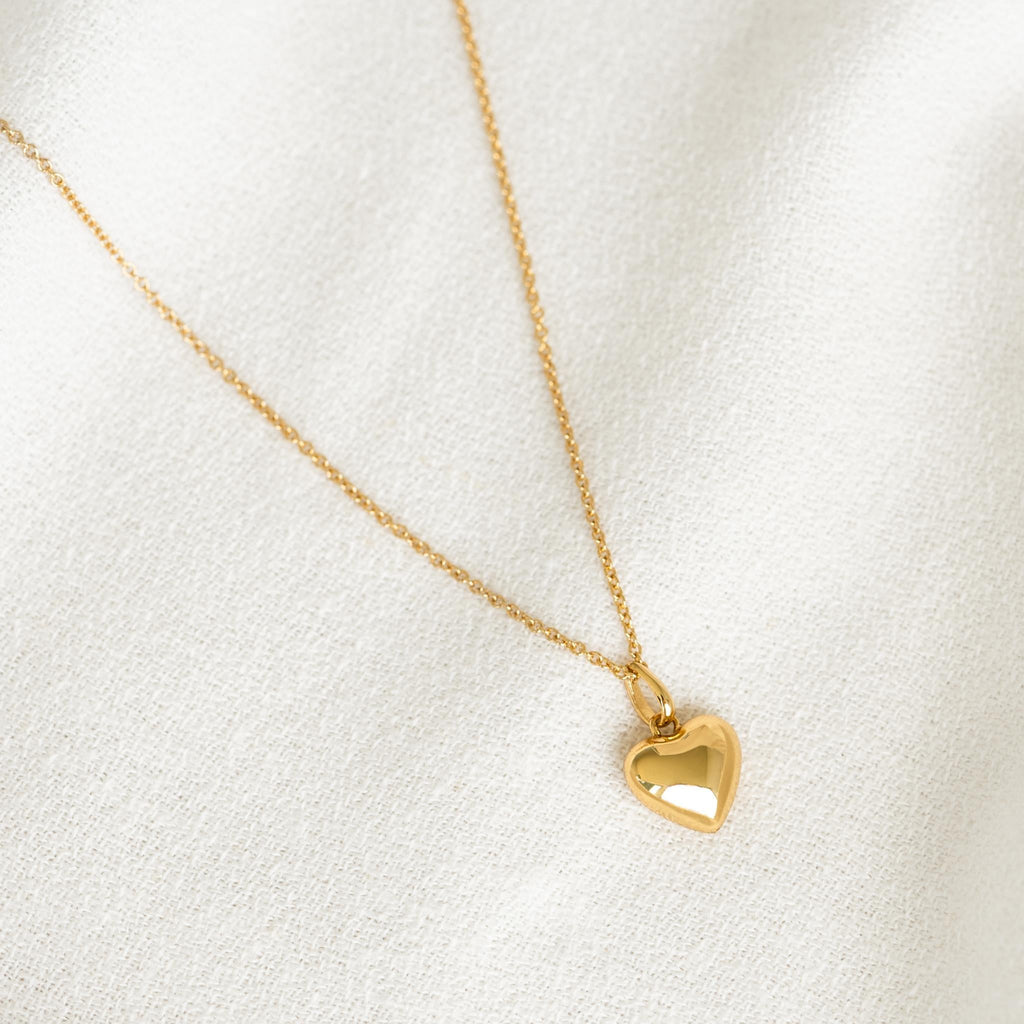 14K Gold Puffed Heart Necklace
