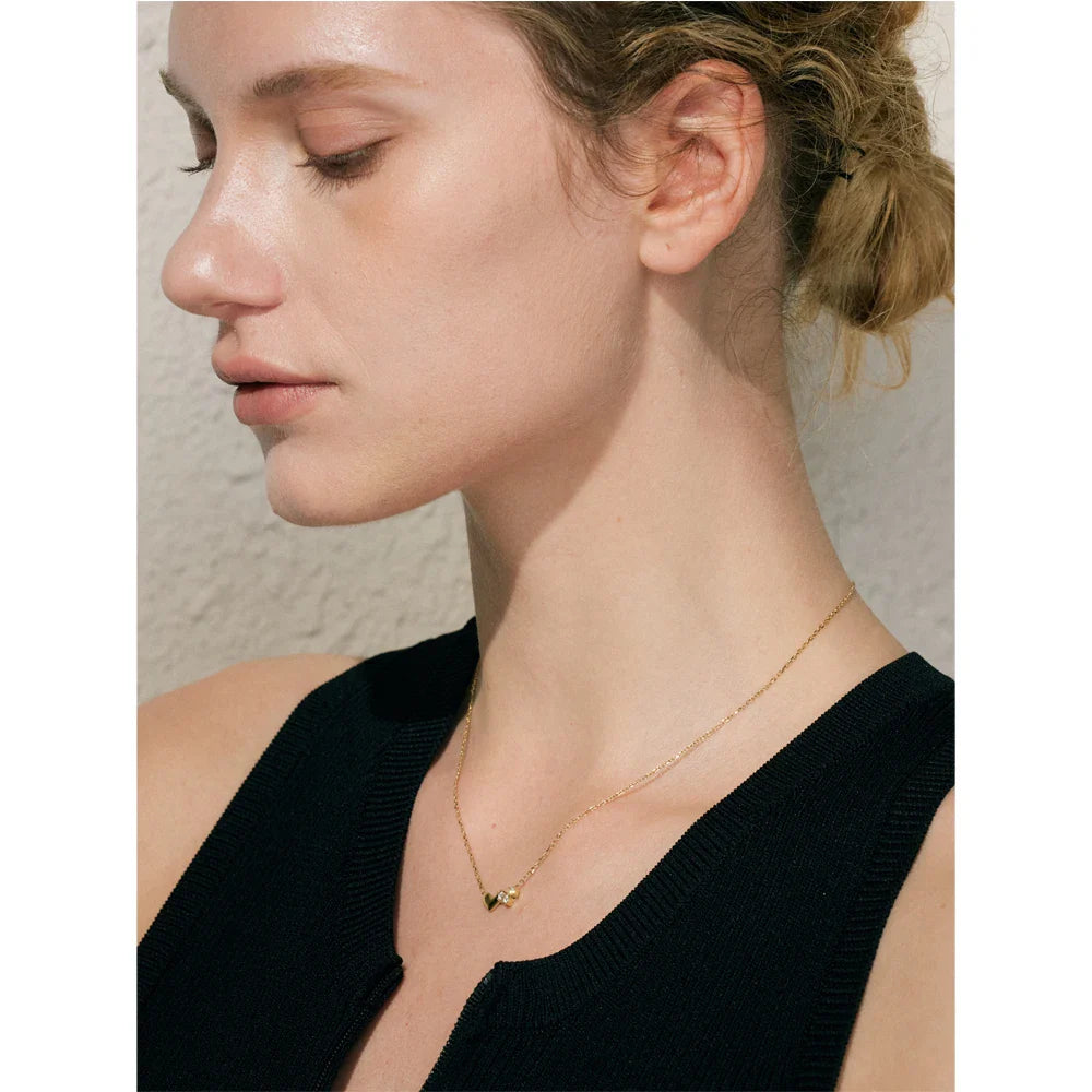 14K Gold CZ Heart Love Necklace