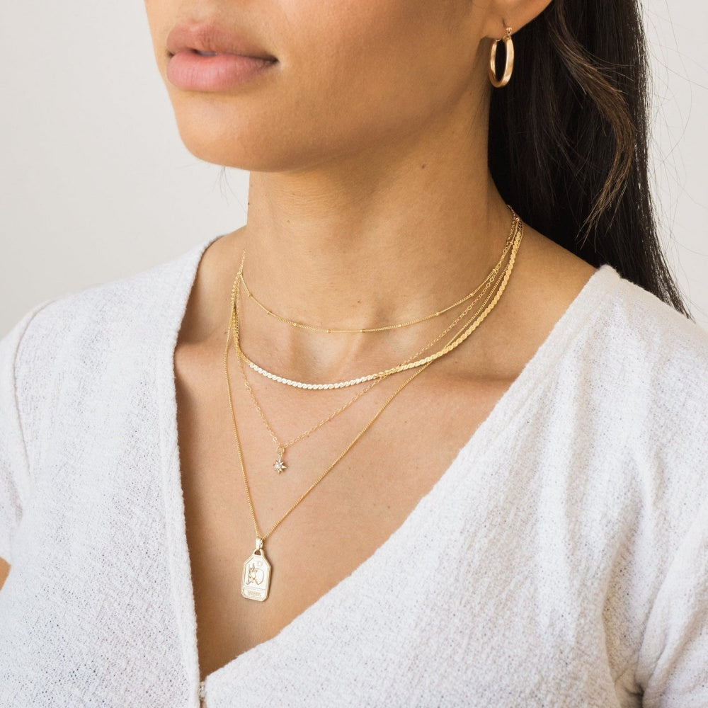 Dainty Satellite Chain Necklace-14K Gold