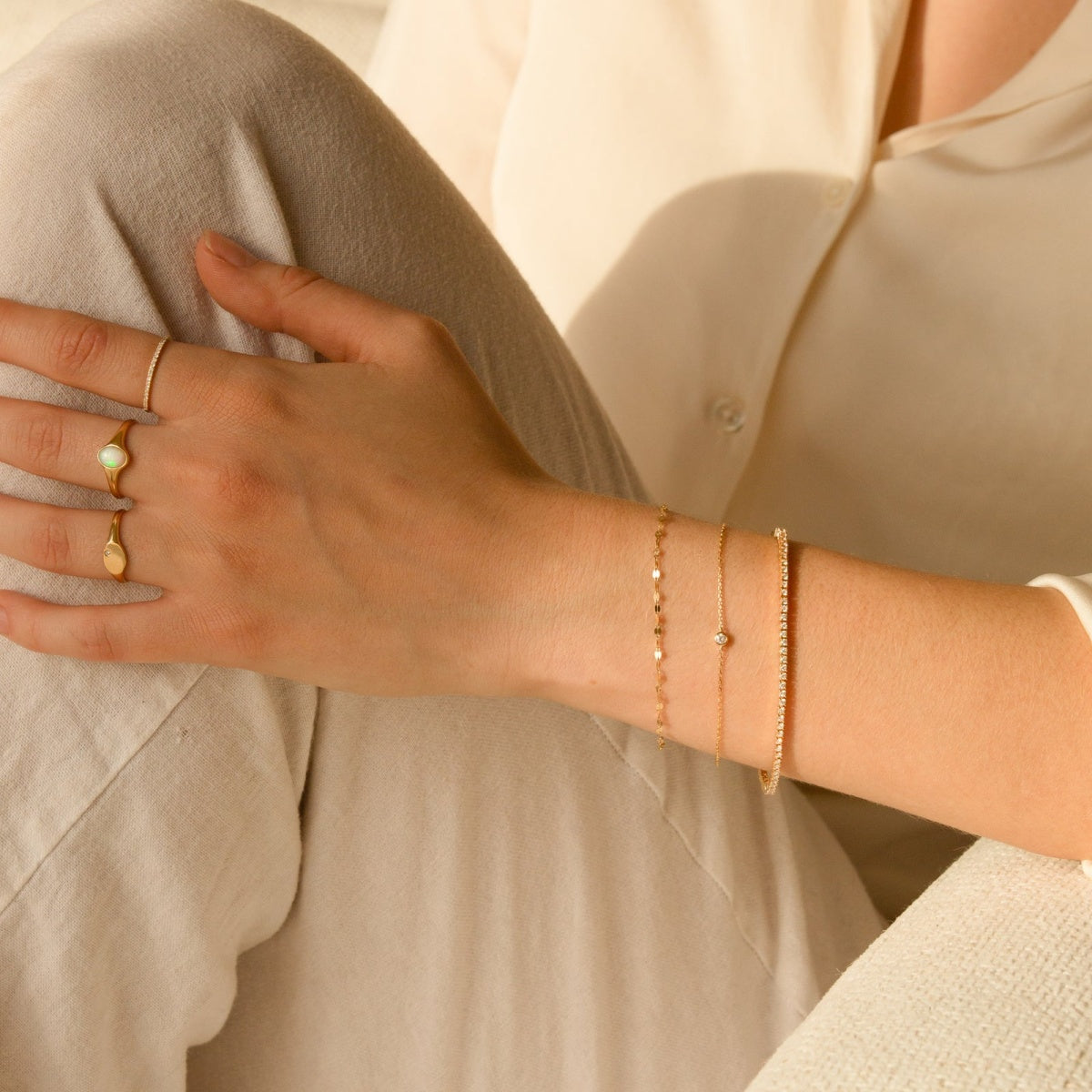 14K Gold Petal Chain Bracelet