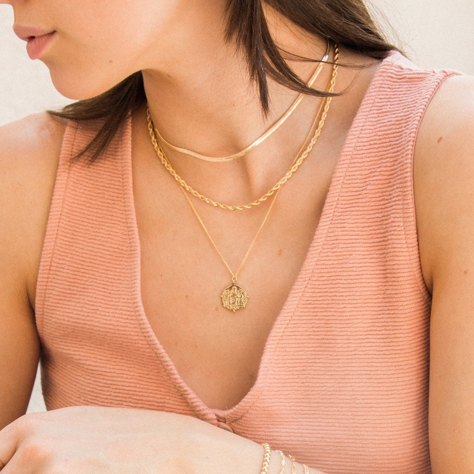 14K Gold Herringbone Necklace