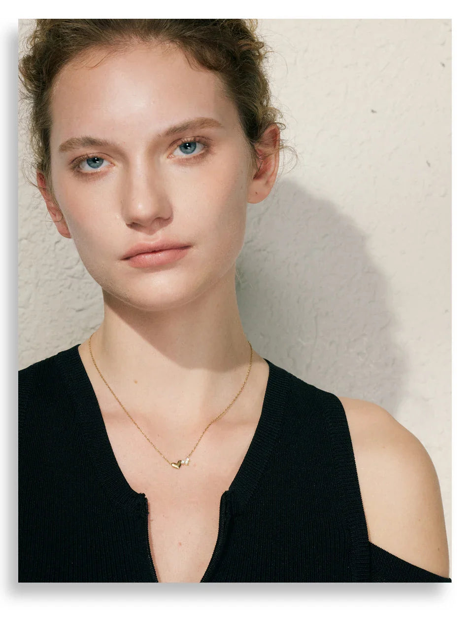 14K Gold CZ Heart Love Necklace