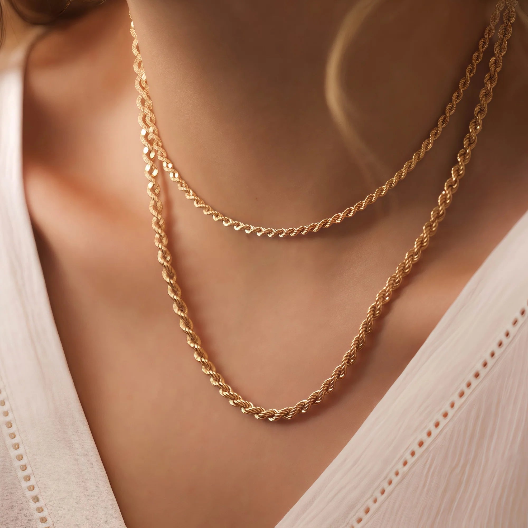 Classic 14K Gold Rope Chain Necklace