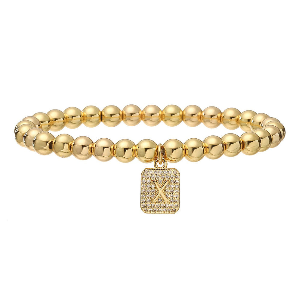 14k gold classic initial bracelet (6mm)