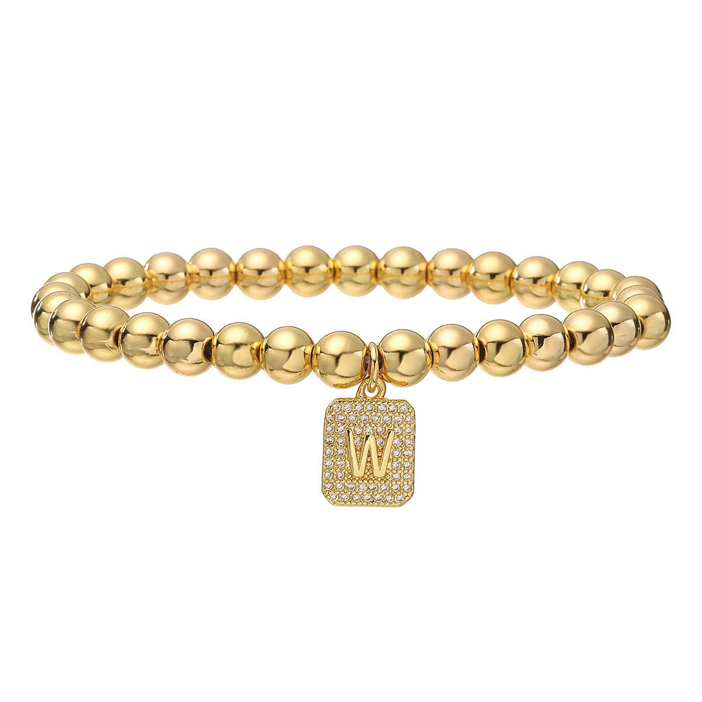 14k gold classic initial bracelet (6mm)