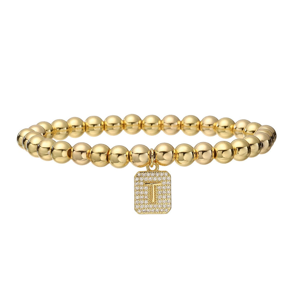14k gold classic initial bracelet (6mm)