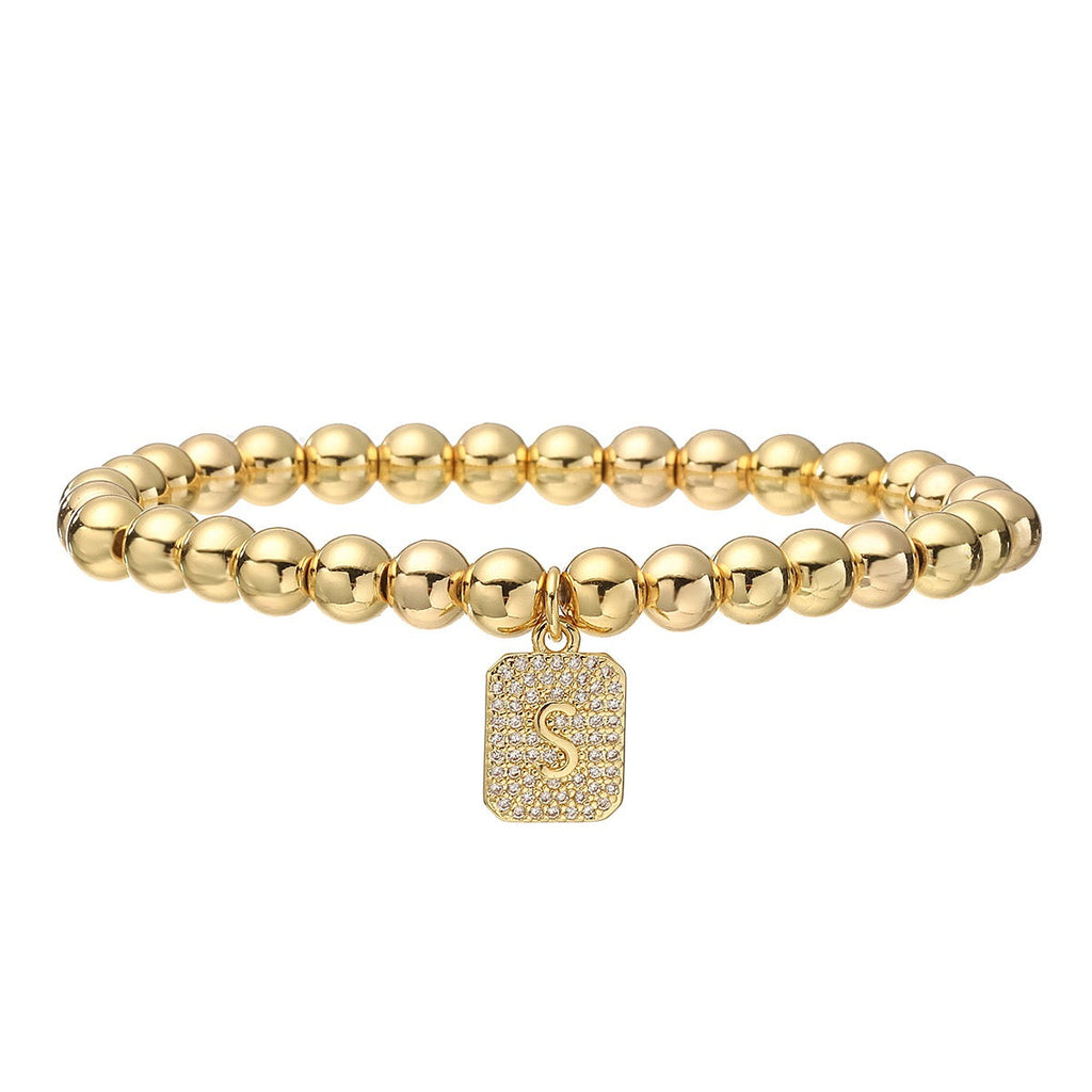 14k gold classic initial bracelet (6mm)