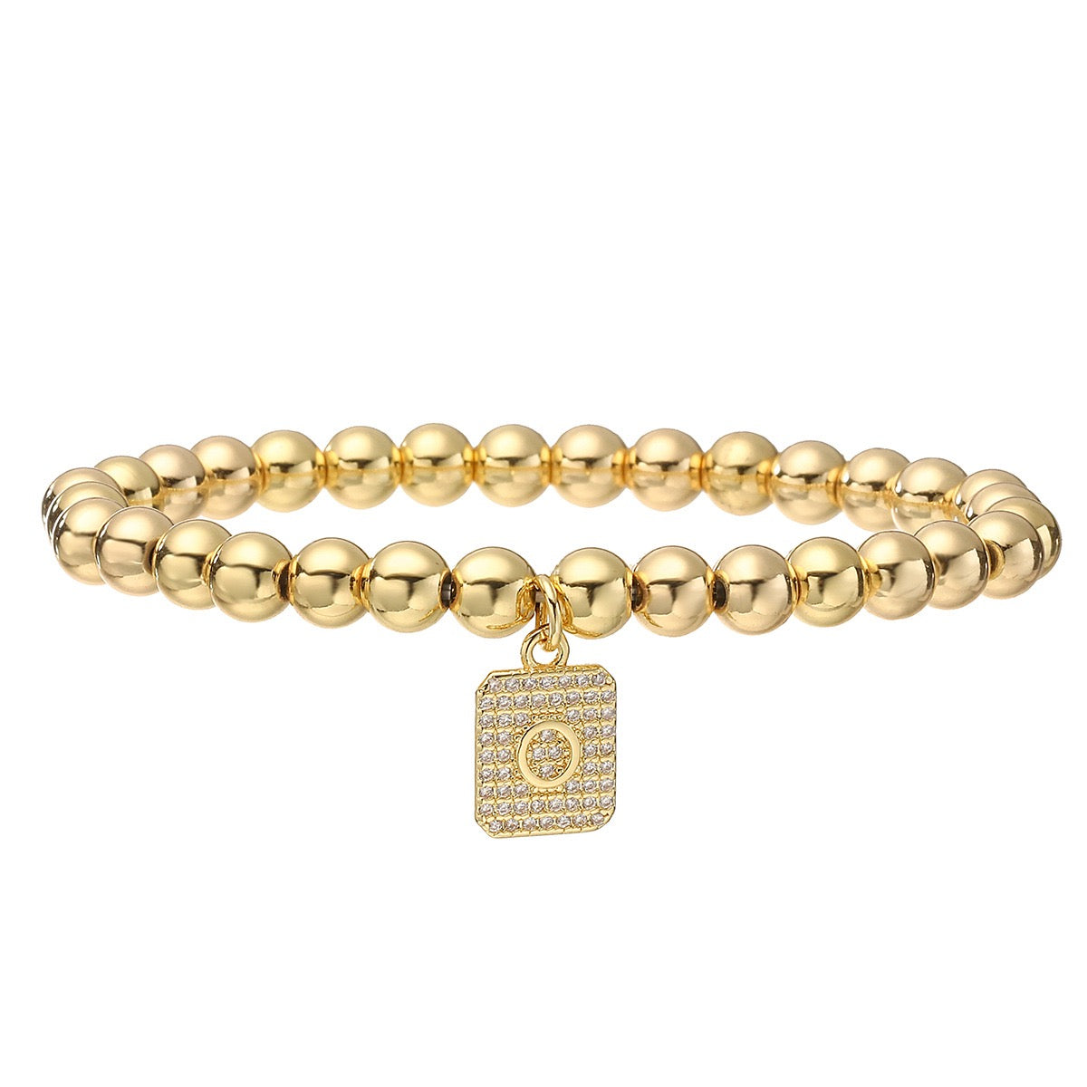 14K Gold Bead Initial Bracelet (6mm)