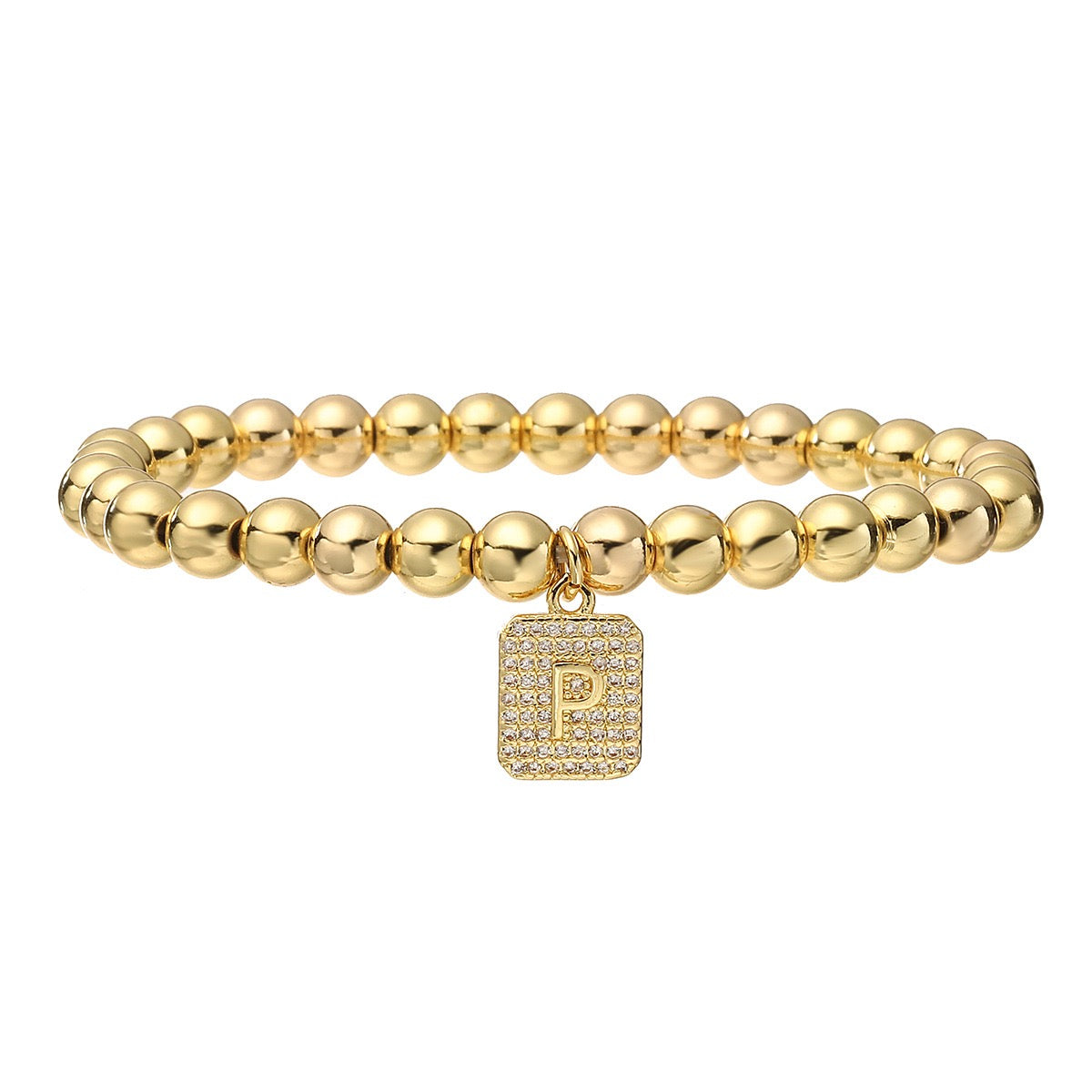 14k gold classic initial bracelet (6mm)