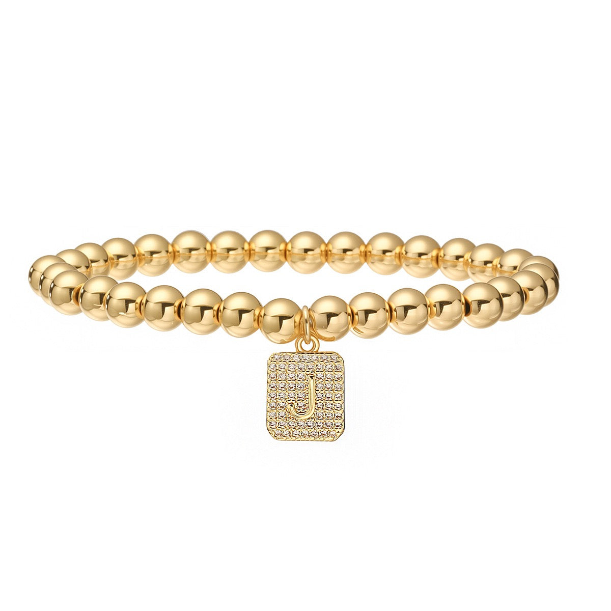 14K Gold Bead Initial Bracelet (6mm)
