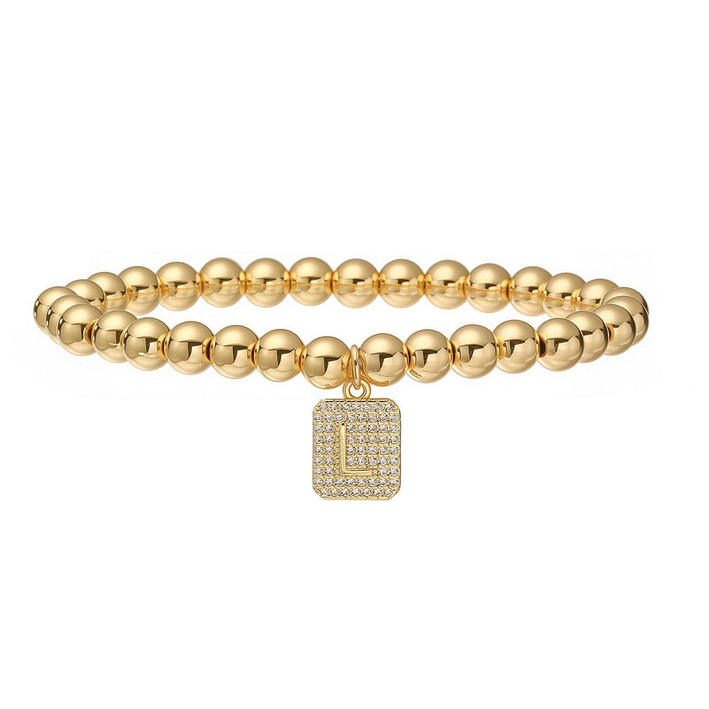 14k gold classic initial bracelet (6mm)