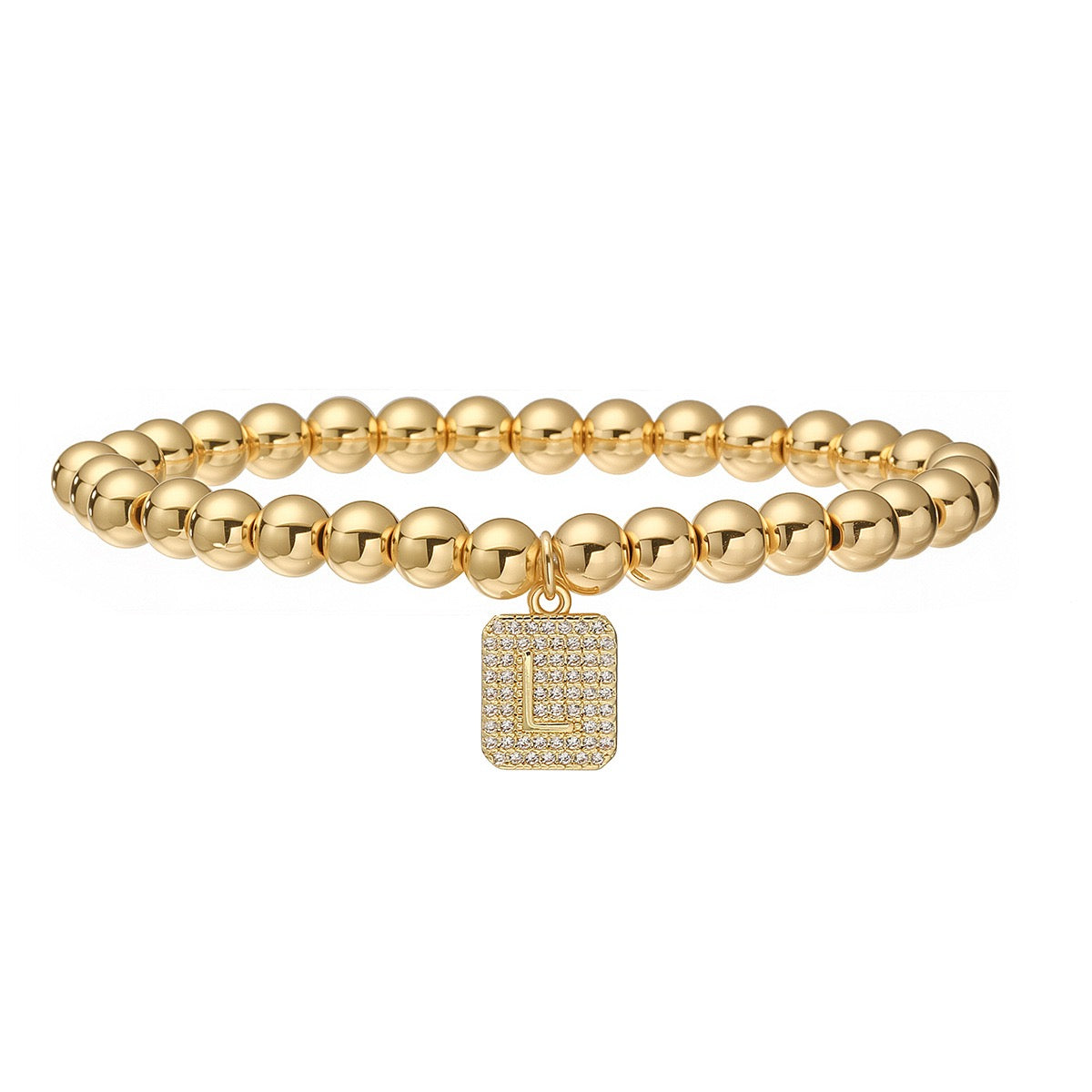 14K Gold Bead Initial Bracelet (6mm)