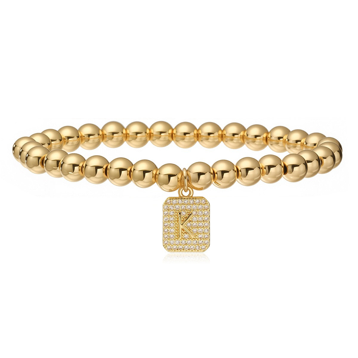 14K Gold Bead Initial Bracelet (6mm)