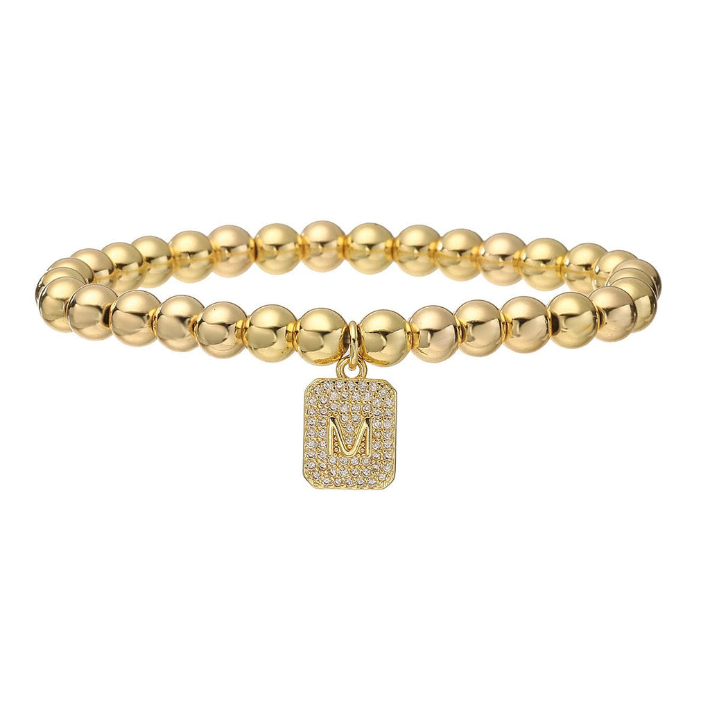 14k gold classic initial bracelet (6mm)