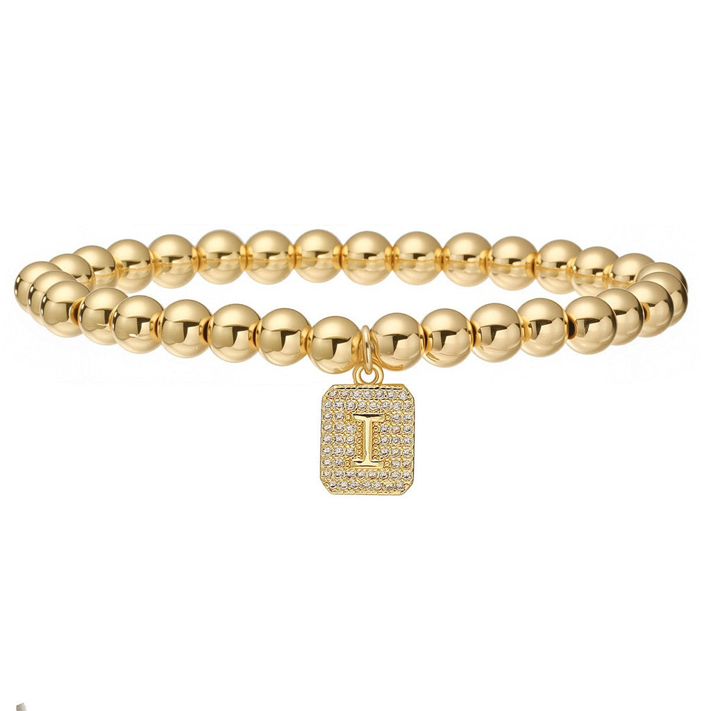 14k gold classic initial bracelet (6mm)