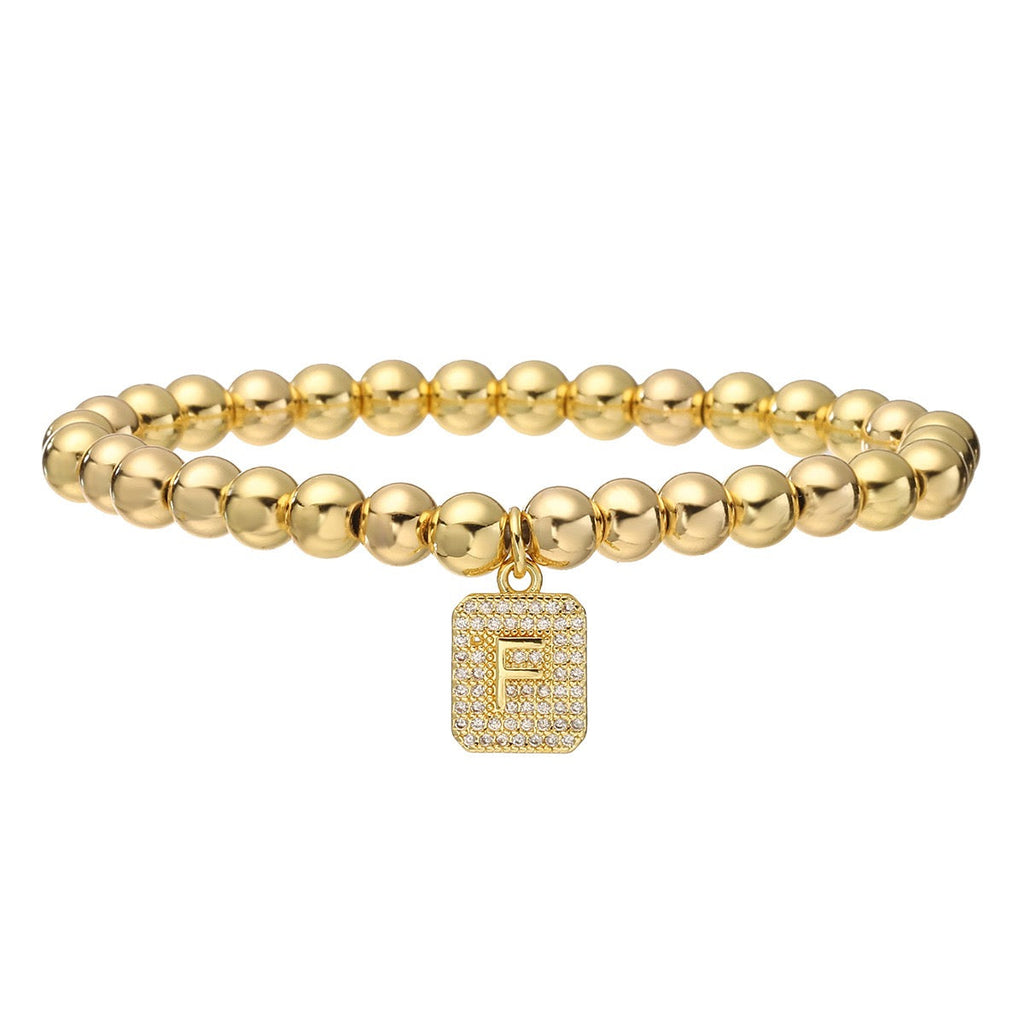 14k gold classic initial bracelet (6mm)
