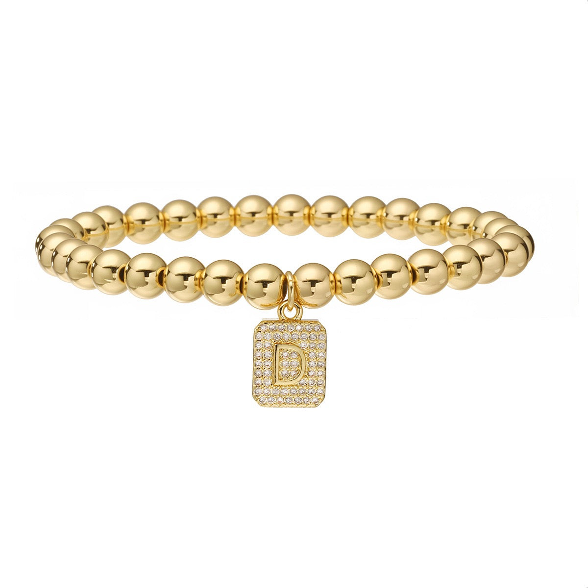 14K Gold Bead Initial Bracelet (6mm)