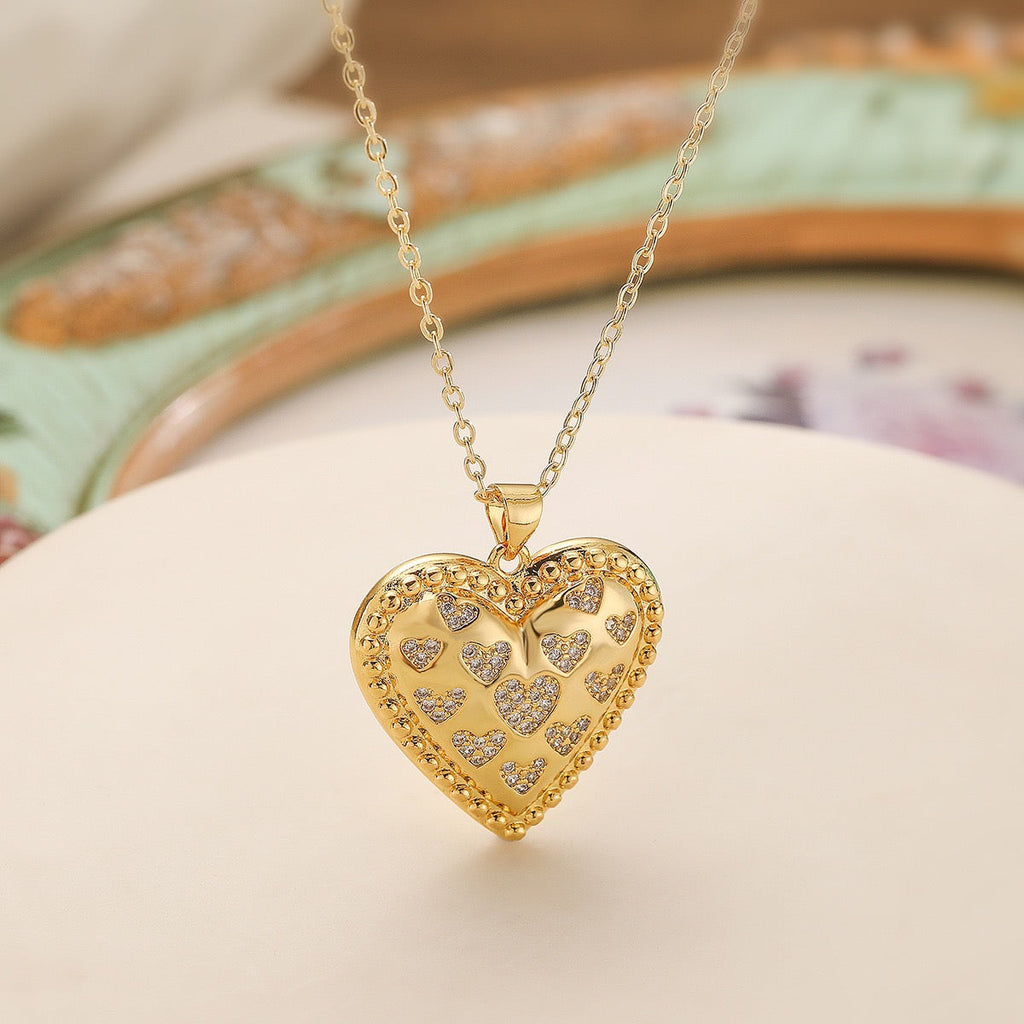 14K Gold Warm Sun Heart Necklace