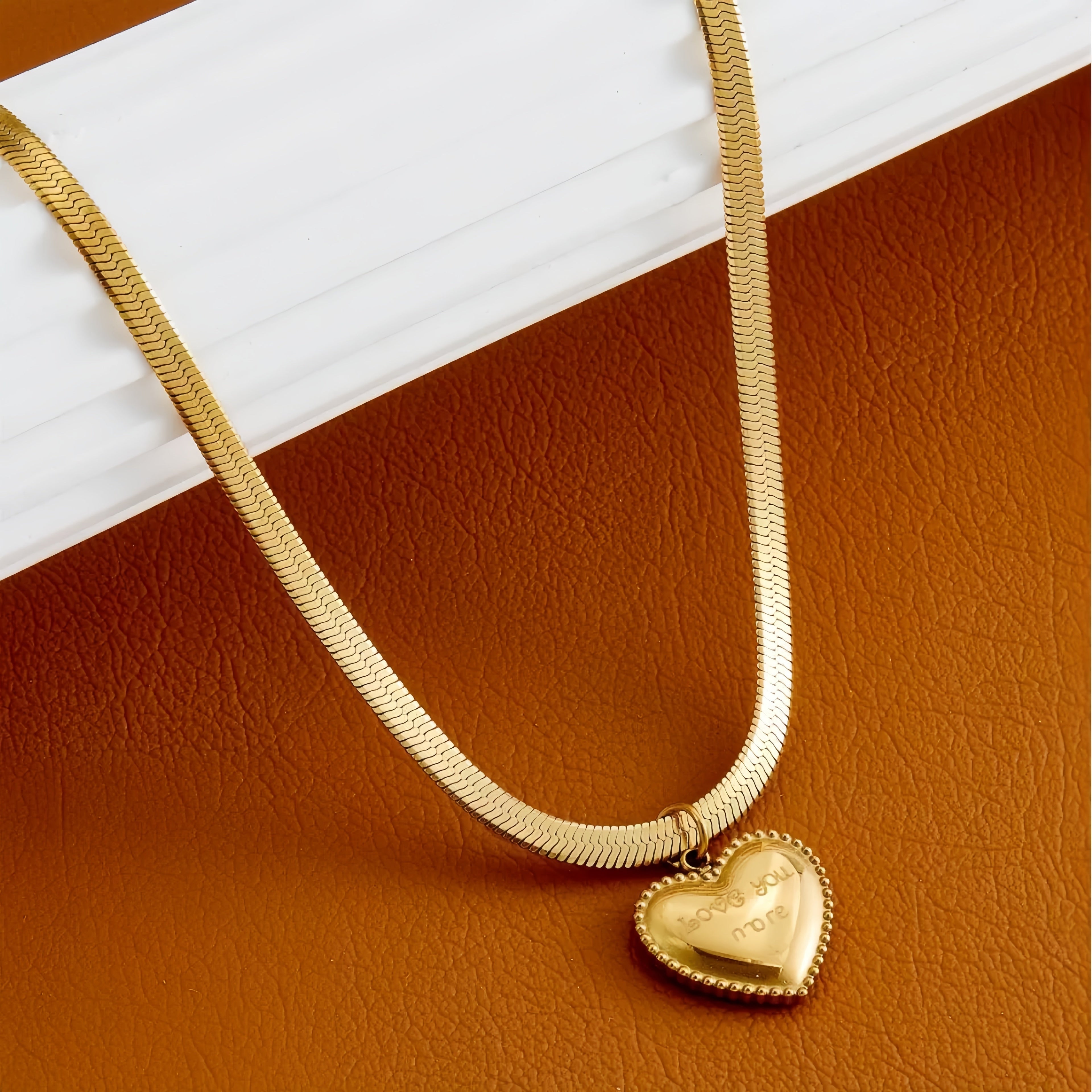 14K Gold 'Love You More' Heart Necklace