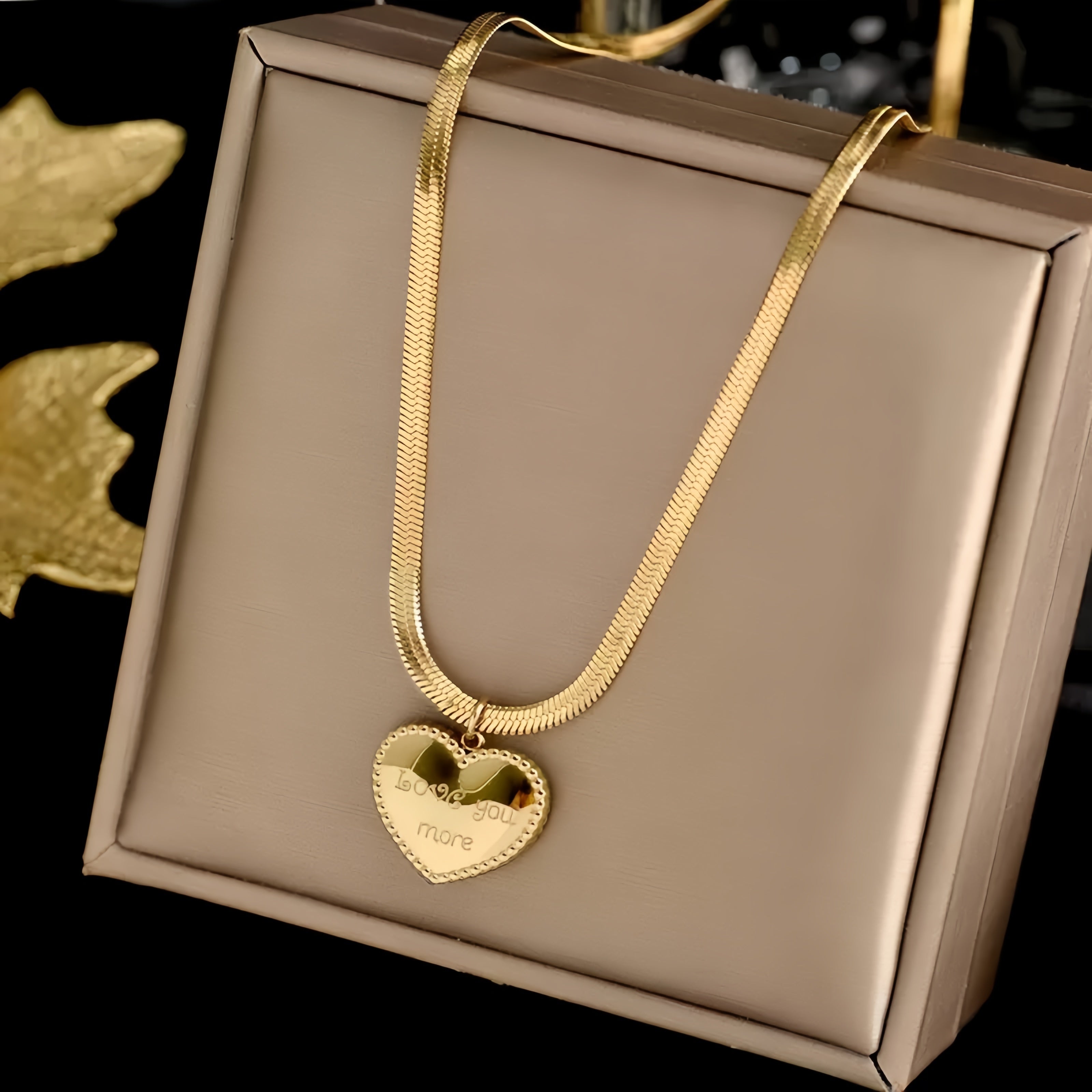 14K Gold 'Love You More' Heart Necklace