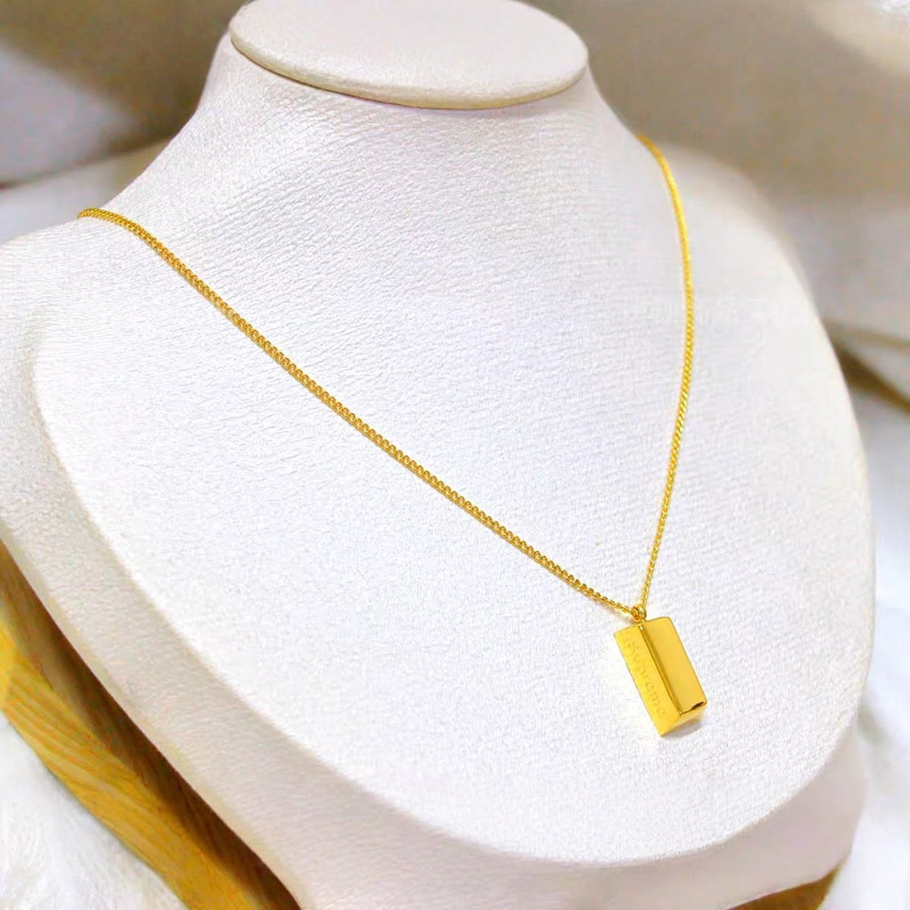 14K Gold Bar Pendant Necklace
