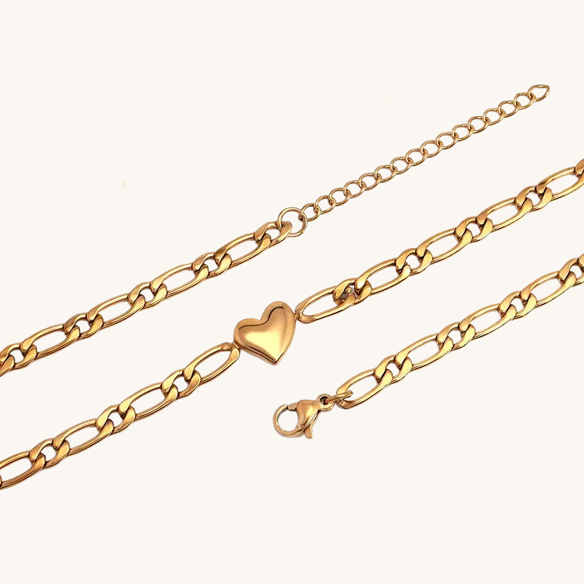 14K Gold Heart Link Chain Necklace