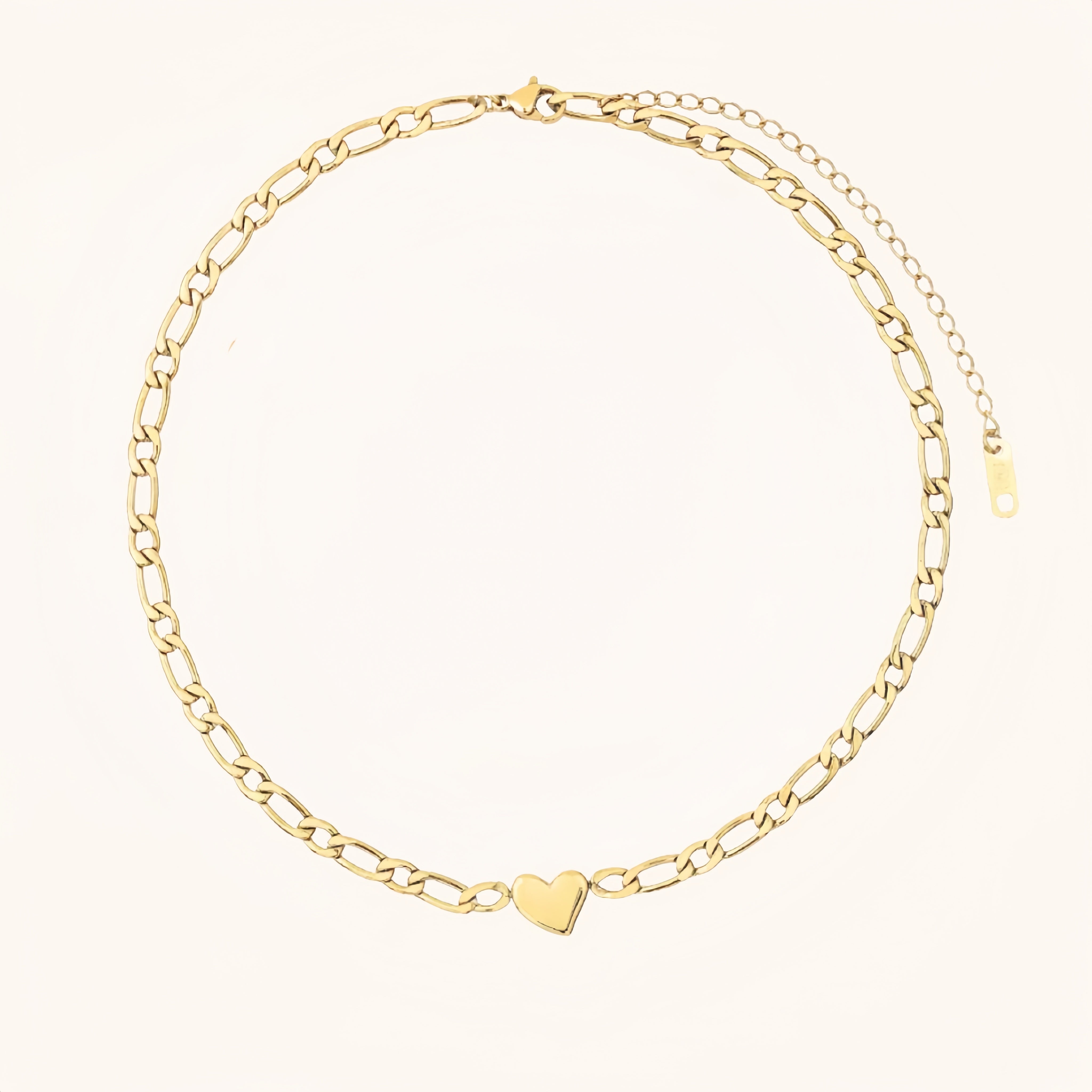 14K Gold Heart Link Chain Necklace