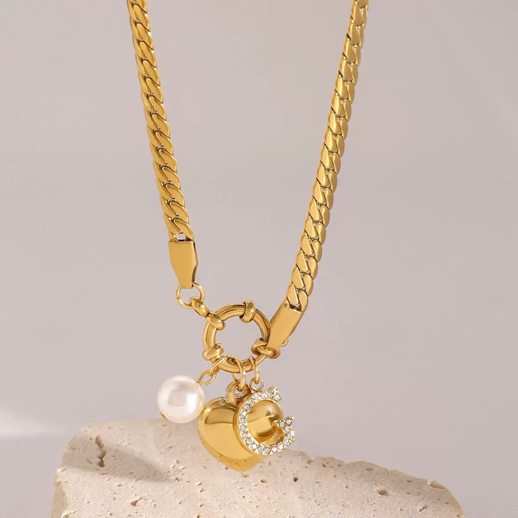Heart & Pearl Charm Necklace