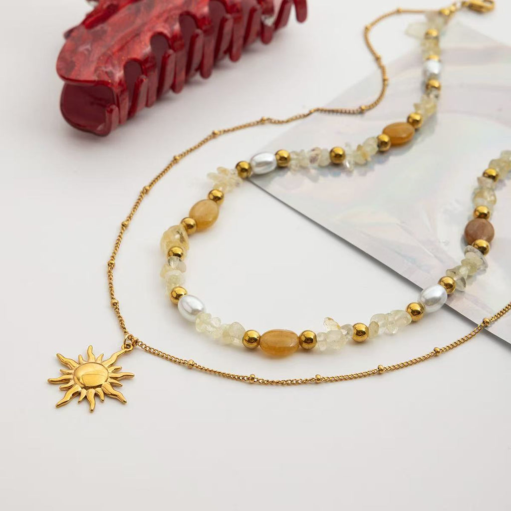Bohemian Sunburst &Bead Necklace Set