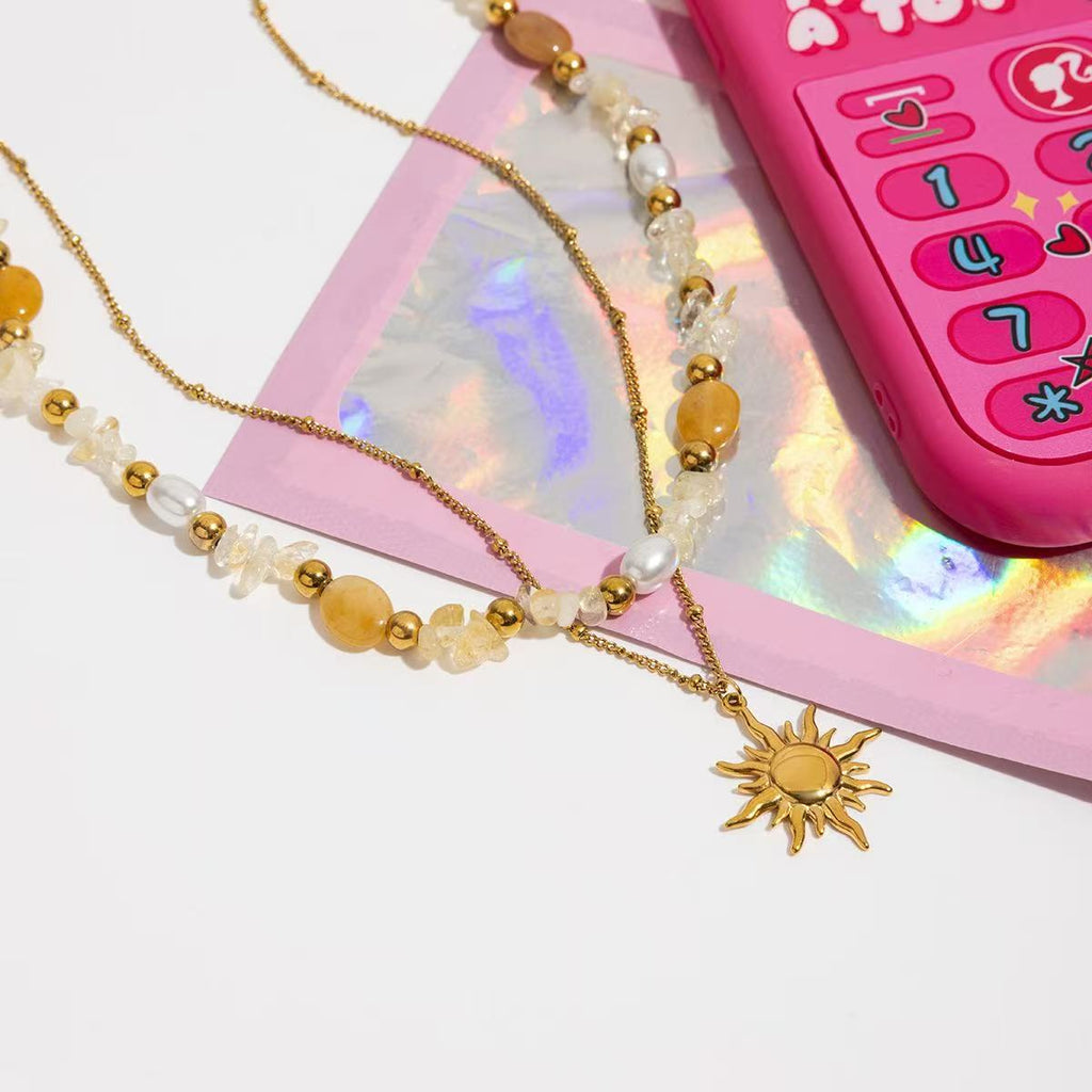 Bohemian Sunburst &Bead Necklace Set