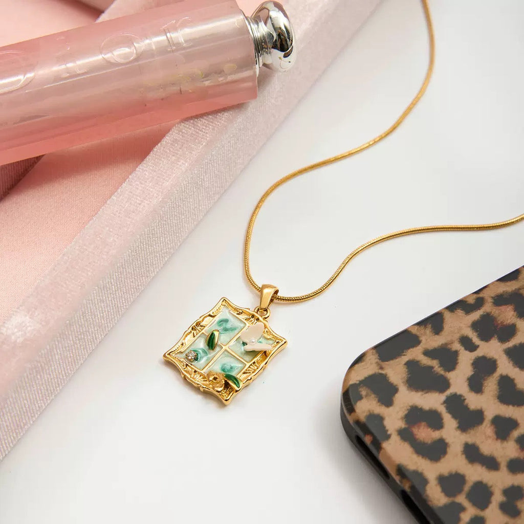 Vintage Window Butterfly Necklace