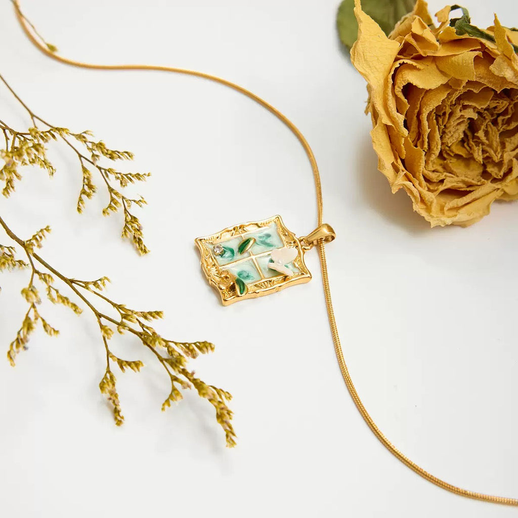 Vintage Window Butterfly Necklace