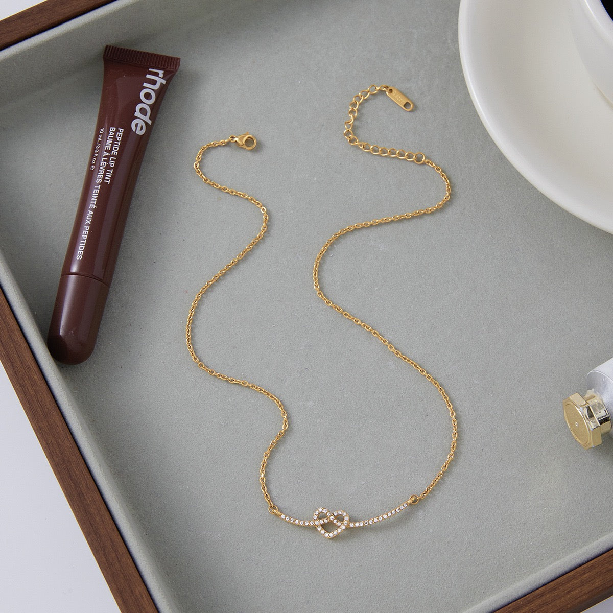 Smile, Heart & Knot Charm Necklace