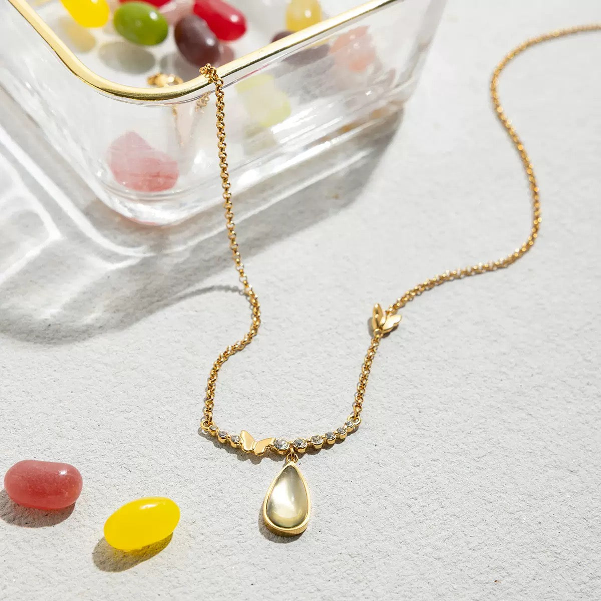 Teardrop CZ Pendant Necklac