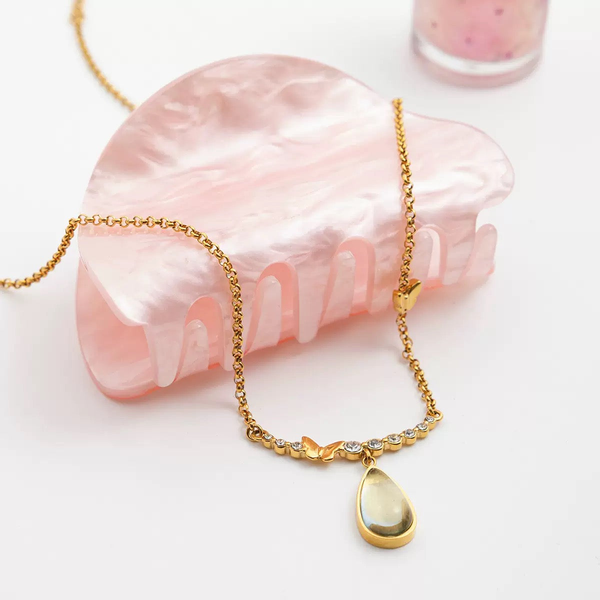 Teardrop CZ Pendant Necklac