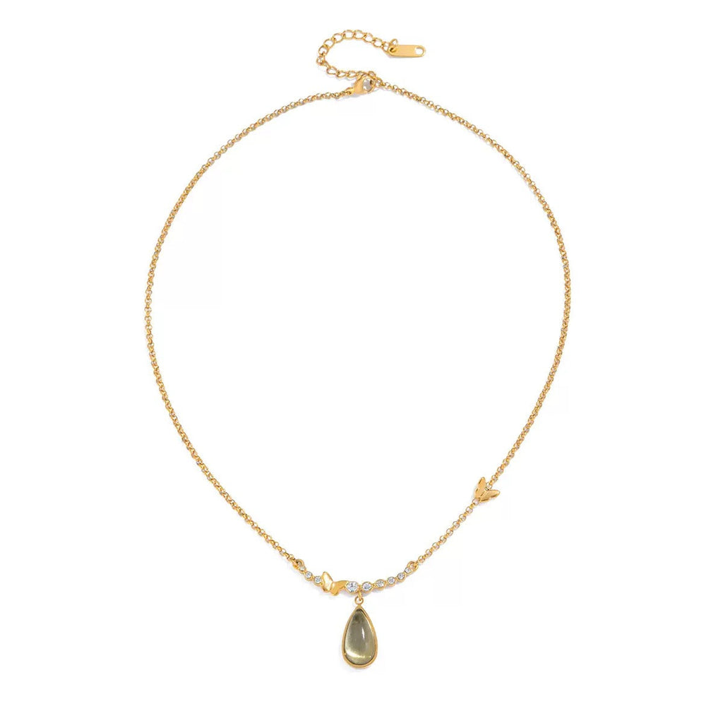 Teardrop CZ Pendant Necklac