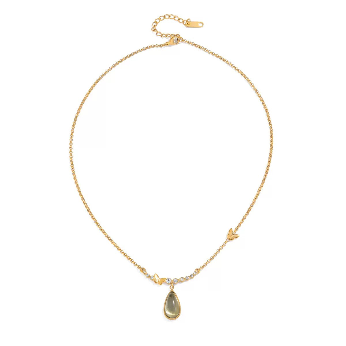 Teardrop CZ Pendant Necklac