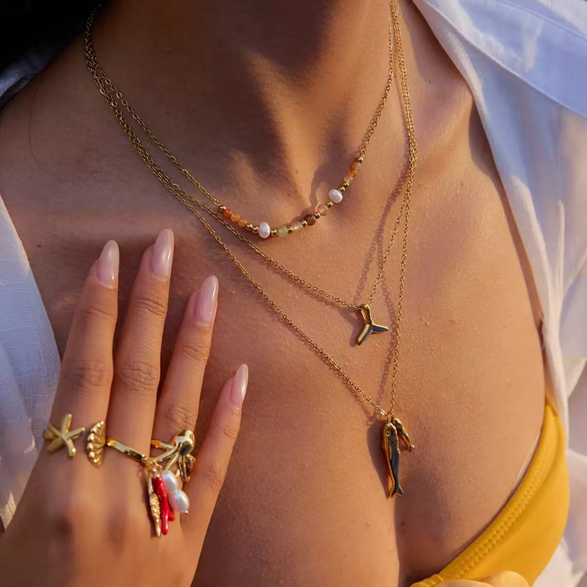 Twin Fish Pendant Necklace