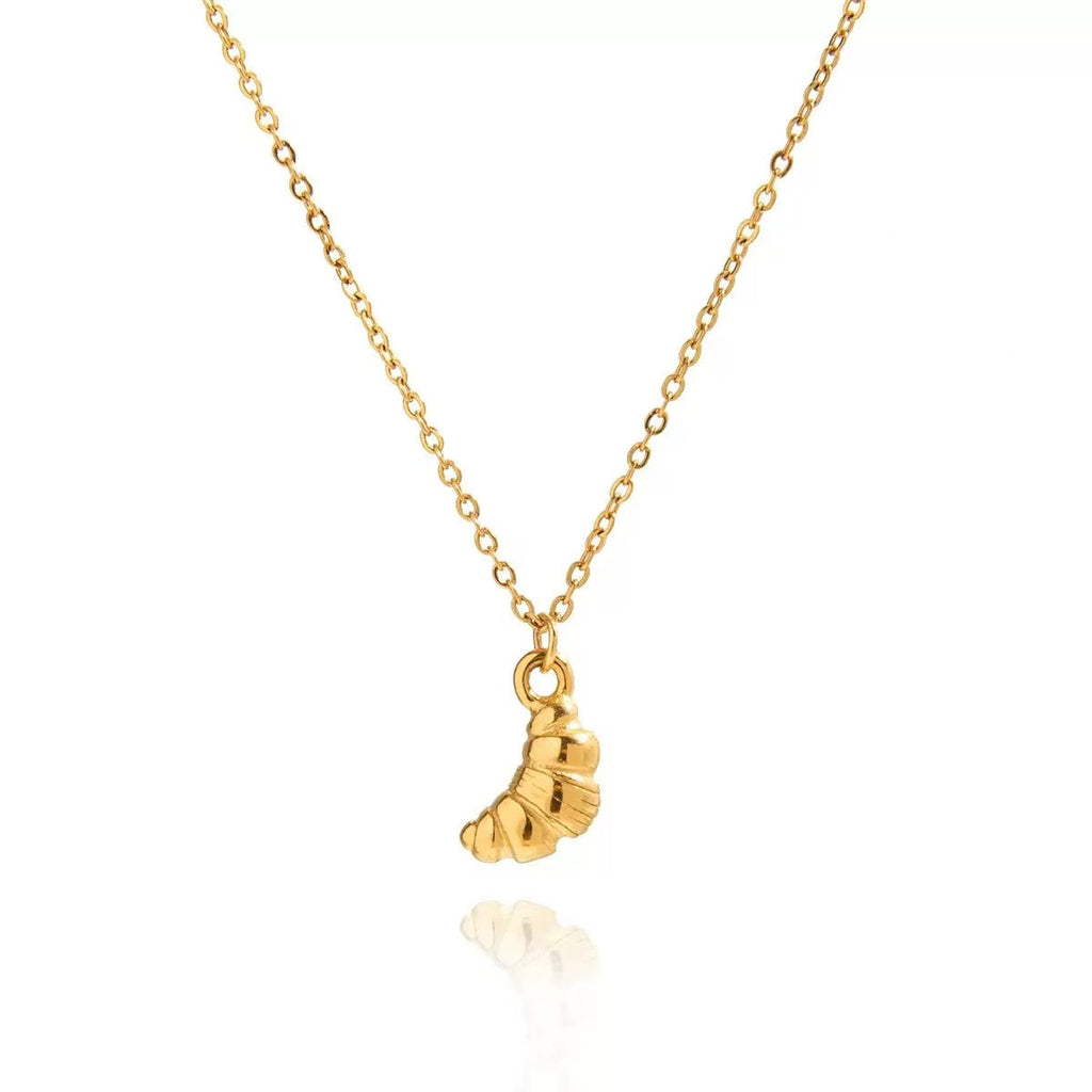 14K Gold Croissant Pendant Necklace