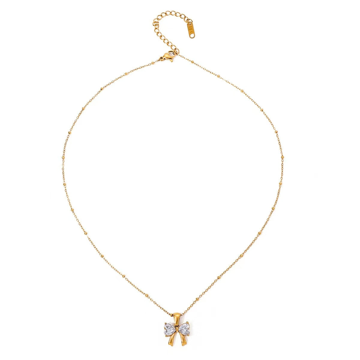 14K Gold Elegant Bow Pendant Necklace