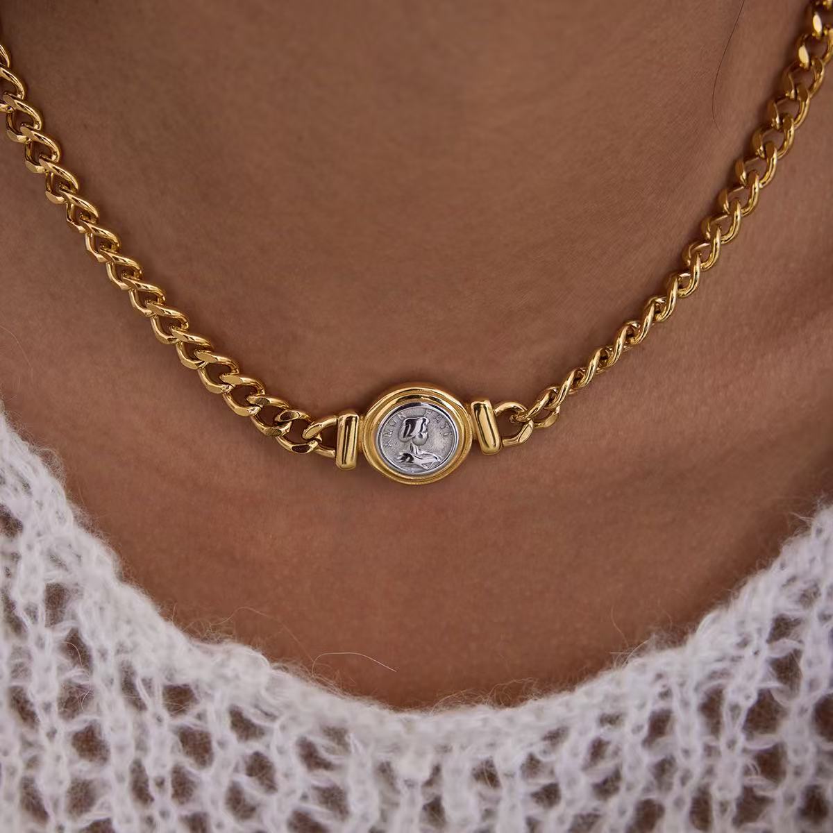 Vintage Cameo Coin Necklace