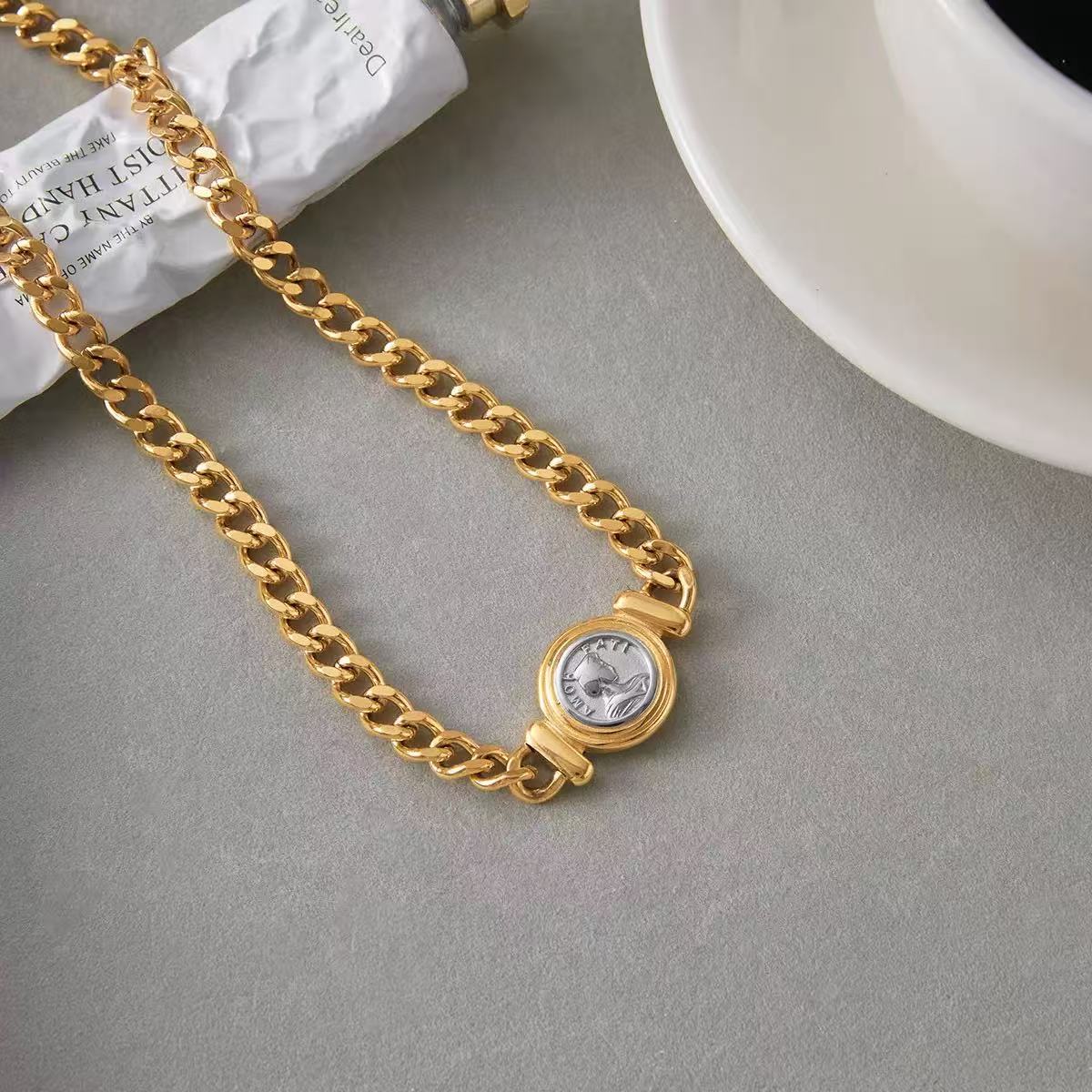 Vintage Cameo Coin Necklace