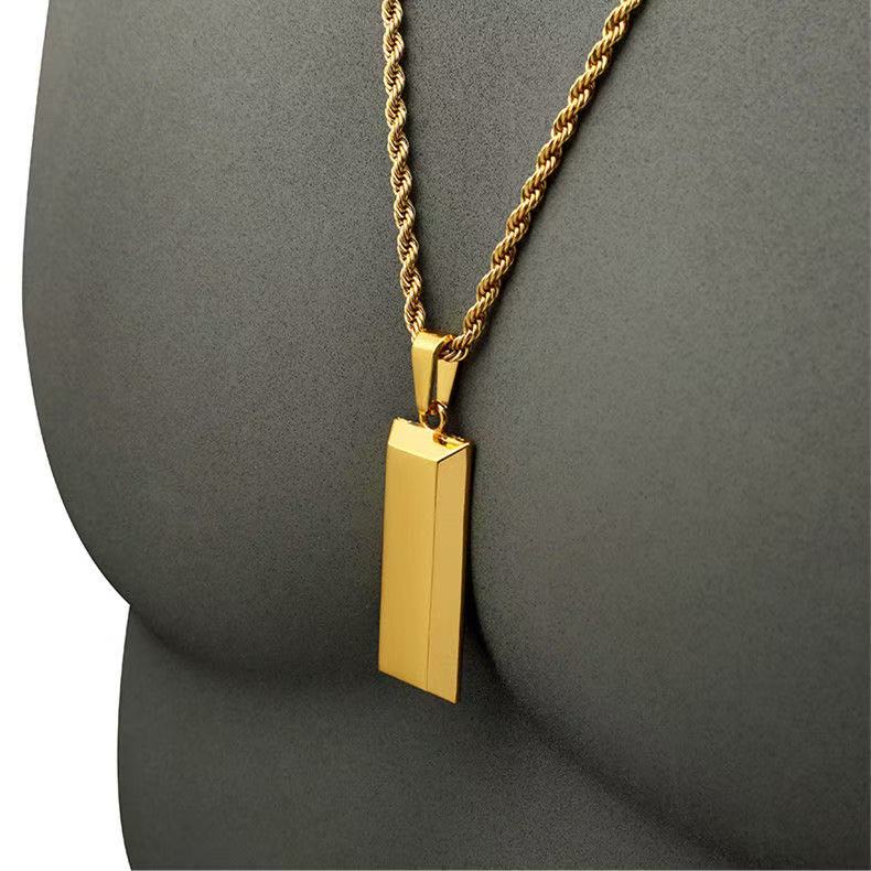 14K Gold Bar Pendant Necklace — Bold, Modern & Eye-Catching