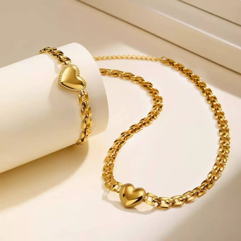 14K Gold RX Chain Heart Necklace