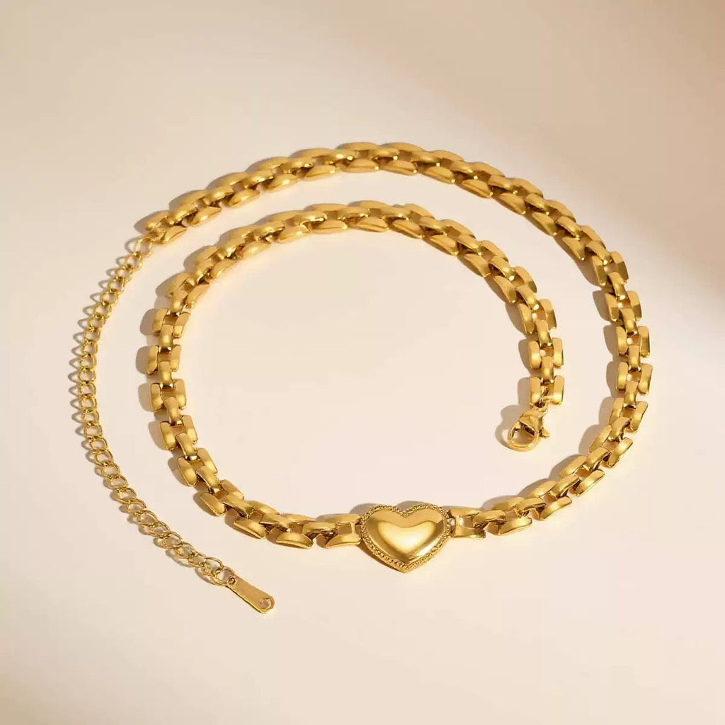 14K Gold RX Chain Heart Necklace