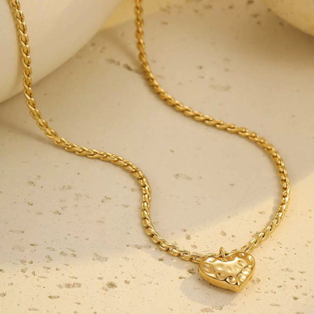 14K Gold Molten Heart Necklace